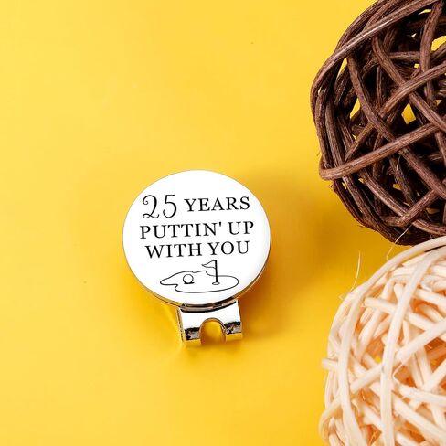 TI-EDC 25 Year Anniversary Decorations Gifts for Wife Husband Couple 25th Wedding Anniversary Silver Gifts for Women Men Golf Ball Marker Hat Clip Golf Accessories for Men Husband in Kuwait