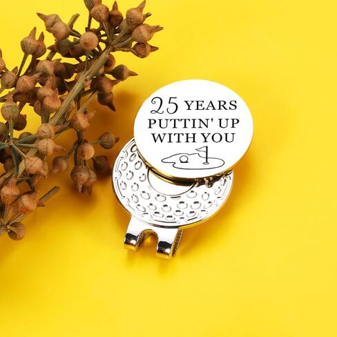 TI-EDC 25 Year Anniversary Decorations Gifts for Wife Husband Couple 25th Wedding Anniversary Silver Gifts for Women Men Golf Ball Marker Hat Clip Golf Accessories for Men Husband in Kuwait