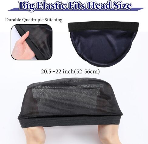 Nogeqi 3PCS Silk Stocking Caps for Men, Soft Satin Durag for 360 540 720 Waves, Breathable Wave Caps for Black Men (Black, Navy, Silver) in Kuwait