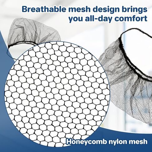 100PCS Disposable Nylon Beard Nets - RAINFLOW Protective Honeycomb Beard Net Food Service Breathable Beard Cover for Men Facial Hair Safe Clean Working Environment,Latex Free [BLACK | 18"] in Kuwait