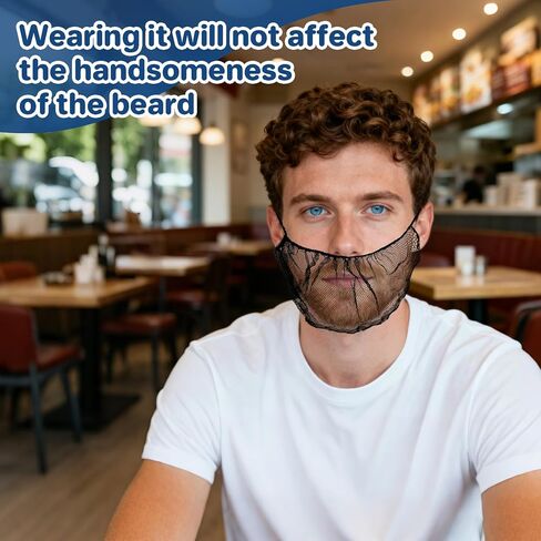 100PCS Disposable Nylon Beard Nets - RAINFLOW Protective Honeycomb Beard Net Food Service Breathable Beard Cover for Men Facial Hair Safe Clean Working Environment,Latex Free [BLACK | 18"] in Kuwait