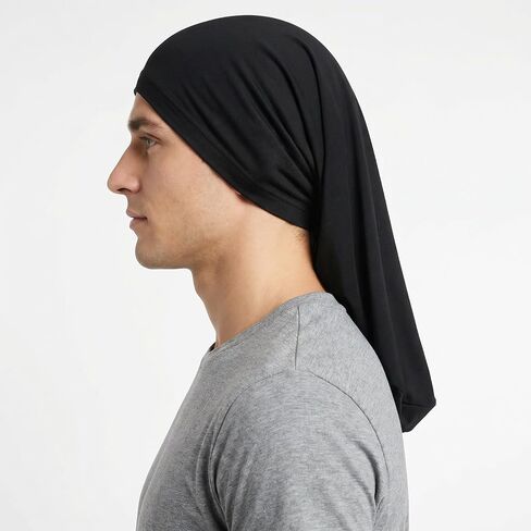 6 Pieces Unisex Jumbo Dreadlock Cap, Long Hair Head Wrap Sleeping Cap for Men Women, Black Spandex Bonnet for Dreads, Shower & Night Use in Kuwait