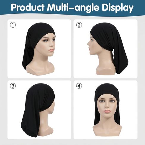 6 Pieces Unisex Jumbo Dreadlock Cap, Long Hair Head Wrap Sleeping Cap for Men Women, Black Spandex Bonnet for Dreads, Shower & Night Use in Kuwait