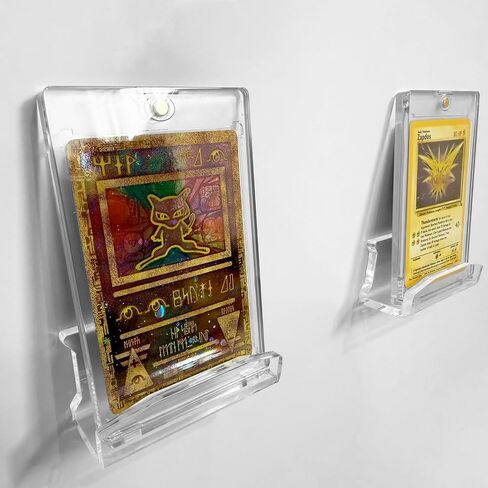 حامل بطاقة متدرج على الحائط فقط - شاشة عائمة من الأكريليك الشفاف متوافقة مع بطاقات PSA CGC SGC Beckett - حامل حائط صغير منحوت لهواة جمع بطاقات التداول in Kuwait