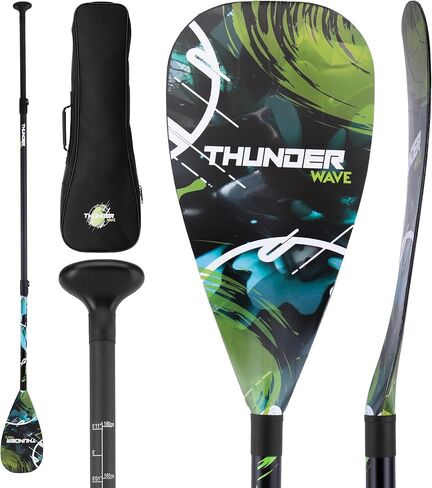 SereneLife Adjustable SUP Paddle | Carbon Fiber Paddle Board Paddle with Teardrop Blade and Oval Lever-Lock Clamp | Lightweight, Easy-to-Addemble 3-Piece Design | Saltwater Ready | Carry Bag Included in Kuwait
