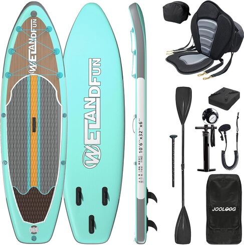 Inflatable Stand Up Paddle Board with Seat, 10'6"/10'5" SUP 440LBS, Recreational Paddleboard for Adults Beginners, Blow Up Paddle Board with Fishing Design, Camera Mount, Cooler Bag & Full Accessories in Kuwait
