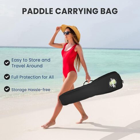 SereneLife Adjustable SUP Paddle | Carbon Fiber Paddle Board Paddle with Teardrop Blade and Oval Lever-Lock Clamp | Lightweight, Easy-to-Addemble 3-Piece Design | Saltwater Ready | Carry Bag Included in Kuwait