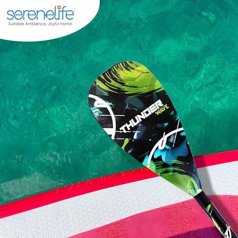 SereneLife Adjustable SUP Paddle | Carbon Fiber Paddle Board Paddle with Teardrop Blade and Oval Lever-Lock Clamp | Lightweight, Easy-to-Addemble 3-Piece Design | Saltwater Ready | Carry Bag Included in Kuwait