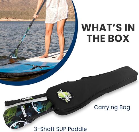 SereneLife Adjustable SUP Paddle | Carbon Fiber Paddle Board Paddle with Teardrop Blade and Oval Lever-Lock Clamp | Lightweight, Easy-to-Addemble 3-Piece Design | Saltwater Ready | Carry Bag Included in Kuwait
