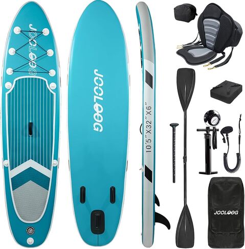 Inflatable Stand Up Paddle Board with Seat, 10'6"/10'5" SUP 440LBS, Recreational Paddleboard for Adults Beginners, Blow Up Paddle Board with Fishing Design, Camera Mount, Cooler Bag & Full Accessories in Kuwait