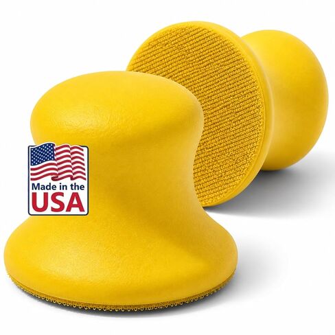 Core Series 3 Inch Hand Sanding Block, Bell-Shape Hand Sander, Firm Yellow Foam, Hook & Loop, Fits Standard 3 in Discs, for Auto Body, Wood, Block Sanding, Made in USA, 2-Pack (PN 03400) in Kuwait