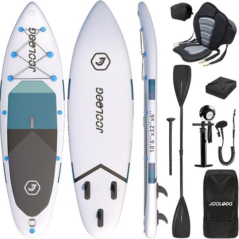 Inflatable Stand Up Paddle Board with Seat, 10'6"/10'5" SUP 440LBS, Recreational Paddleboard for Adults Beginners, Blow Up Paddle Board with Fishing Design, Camera Mount, Cooler Bag & Full Accessories in Kuwait