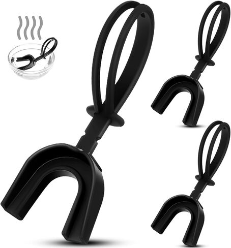 Dunzy 3 Pcs Strapped Mouth Guard Sports Moldable Strap Mouth Guard Football Mouthguard Adult Youth Mouthpiece Protector for Basketball Hockey Wrestling (Black) in Kuwait