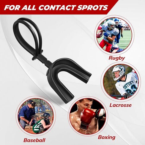 Dunzy 3 Pcs Strapped Mouth Guard Sports Moldable Strap Mouth Guard Football Mouthguard Adult Youth Mouthpiece Protector for Basketball Hockey Wrestling (Black) in Kuwait