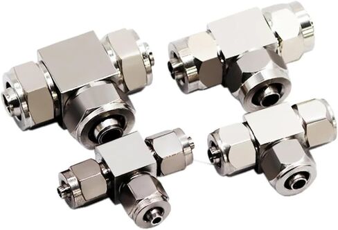 304 Stainless Steel Quick-Twist Lock Female Buckle 3-Way Pipe Through Joint Partition PE/PM/PU6/8/10/12mm 6Pcs(PM12) in Kuwait