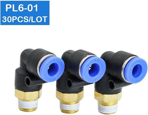 PL6-01 6mm Push In One Touch Connector 1/8" Thread Pneumatic Fittings 30Pcs in Kuwait