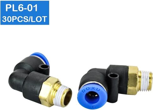 PL6-01 6mm Push In One Touch Connector 1/8" Thread Pneumatic Fittings 30Pcs in Kuwait