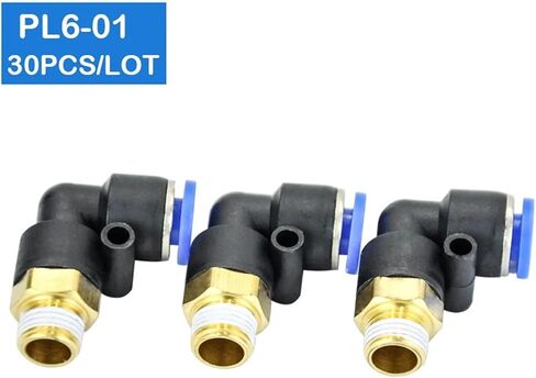 PL6-01 6mm Push In One Touch Connector 1/8" Thread Pneumatic Fittings 30Pcs in Kuwait