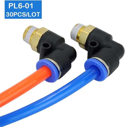 PL6-01 6mm Push In One Touch Connector 1/8" Thread Pneumatic Fittings 30Pcs in Kuwait