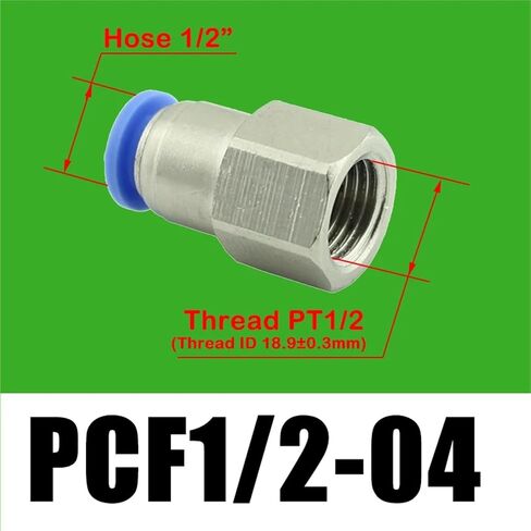 BSPT/PCF1/4-01 PCF5/16-02 PCF3/8-02 PCF1/2-04 Pneumatic Connectors Female Straight Fitting 10Pcs(PCF 1I2-04) in Kuwait