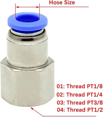 BSPT/PCF1/4-01 PCF5/16-02 PCF3/8-02 PCF1/2-04 Pneumatic Connectors Female Straight Fitting 10Pcs(PCF 1I2-04) in Kuwait