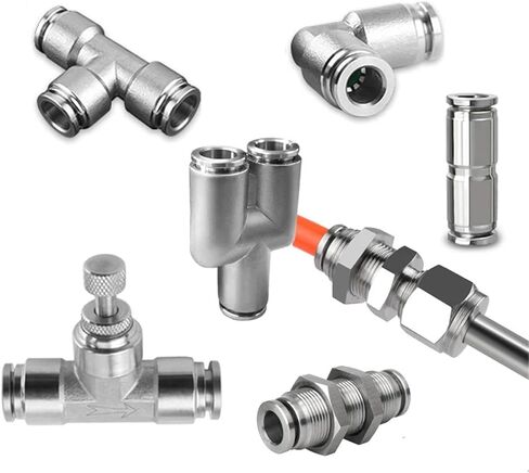 304 Stainless Steel PE/PM/PU/PV/PY/PZA/LSA/PKM 8/10/12mm Pneumatic Hose Metal Coupling Fitting Pipe Connector 1Pcs(PY,12MM) in Kuwait