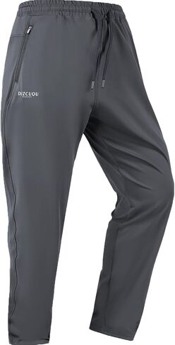 Men's Stretch Sweatpants, Zipper Pockets, Tapered Athletic Running Pants for Workout Jogging in Kuwait