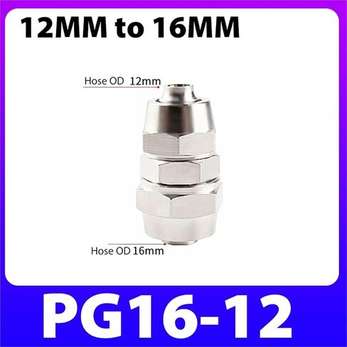PU PG 4MM 6 8 10 12 14 16MM Straight Type Push In Fittings Pneumatic Pipe Connector 1Pcs(12MM to 16MM) in Kuwait