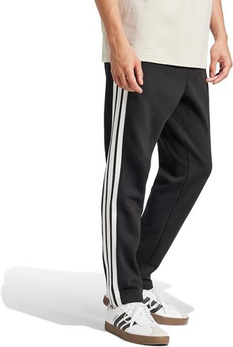 adidas Men's Essentials 3-Stripes Fleece Open Hem Pants, Black/White, 3X-Large/Tall in Kuwait