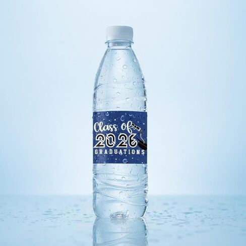 36 Pcs 2026 Graduation Water Bottle Labels Custom Water Bottle Labels 2026 Class Congrats Grad Bottles Stickers for High School College Party Supplies Decor Wrapper(Blue) in Saudi Arabia