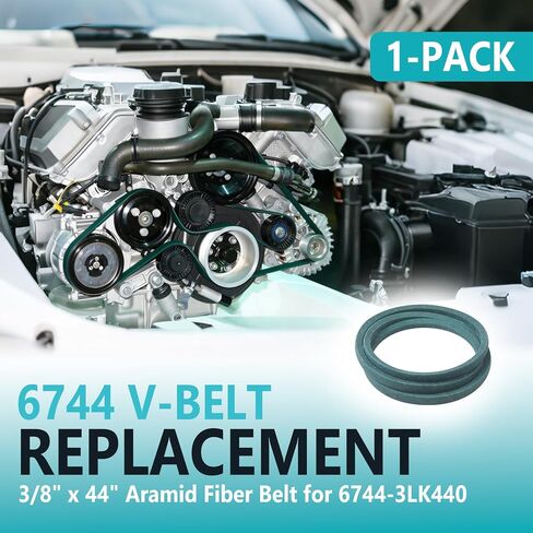 استبدال حزام V 6744، حزام 3/8 × 44 بوصة لـ 6744-3LK440، حزمة واحدة | ترقية 6744 حزام V، 3/8 بوصة × 44 بوصة. يمنع سلك الأراميد التمدد والانزلاق. الحجم القياسي يناسب تمامًا، ويستعيد الموثوقية. in Kuwait