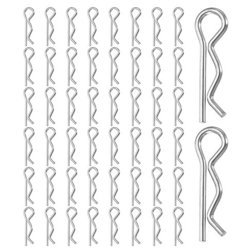 HARFINGTON 50 قطعة من دبابيس الربط M1x17mm دبابيس كوتر من الفولاذ المقاوم للصدأ مشابك R زنبركية للاحتفاظ بالمقطورة وقفل الجزازات والشاحنات RVs وأنظمة قفل الدبوس شديدة التحمل، فضي in Kuwait