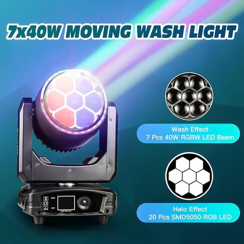 300 واط تتحرك رئيس DJ ضوء 7x40 واط LED أضواء المسرح RGBW شعاع وغسل وهالة DMX512 الصوت المنشط للحفلات نادي ديسكو الأحداث الزفاف الكنيسة الأوبرا in Kuwait