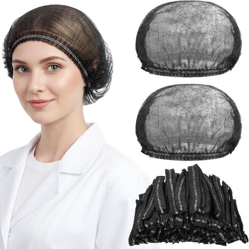 500 Pcs Black Disposable Hair Nets, 21 Inch Bouffant Caps, Elastic Hair Covers for Food Service, Kitchen, Nurses, Labs in Kuwait