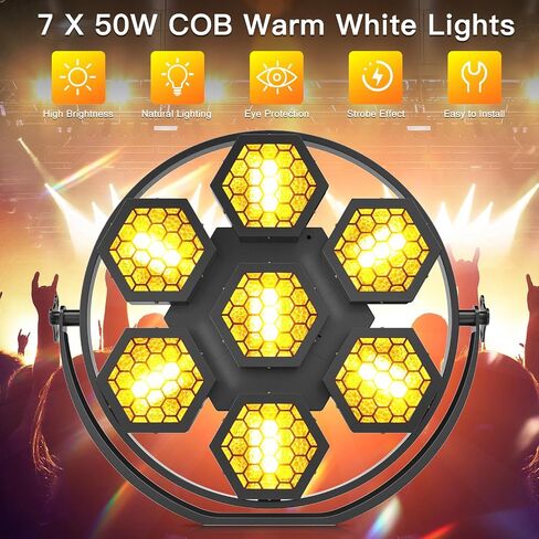 7X50W COB سداسية أضواء المسرح الرجعية RGB 63LED خلفية ستروب DMX الاسمية ضوء للمراحل، الزفاف، DJ، الطرف، النادي، ديسكو، الحدث، الكنيسة in Kuwait