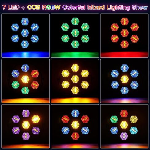 7X50W COB سداسية أضواء المسرح الرجعية RGB 63LED خلفية ستروب DMX الاسمية ضوء للمراحل، الزفاف، DJ، الطرف، النادي، ديسكو، الحدث، الكنيسة in Kuwait