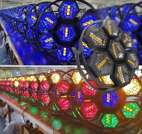 7X50W COB سداسية أضواء المسرح الرجعية RGB 63LED خلفية ستروب DMX الاسمية ضوء للمراحل، الزفاف، DJ، الطرف، النادي، ديسكو، الحدث، الكنيسة in Kuwait