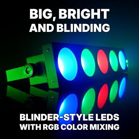 Rockville FIVE-EYE 5 Head 150w RGB COB Blinder Light، علبة ألومنيوم متينة، 19 قناة DMX/تلقائي/أوضاع صوت | معدن مصبوب، 2770 لومن، خالي من الوميض، صوت نشط، PowerCON، سلسلة ديزي، المسرح/دي جي in Kuwait