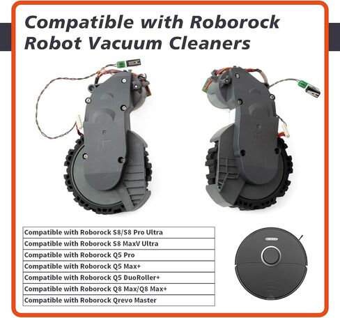 طقم عجلات مكنسة كهربائية روبوتية بديلة لـ Roborock S8/S8 Pro Ultra Robot Floor Cleaner مجموعة العجلات اليسرى واليمنى لـ Roborock Q5 Pro لنماذج Q8 Max+، جر قوي in Kuwait