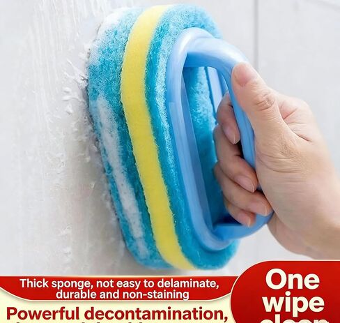 Thickened Blue Model Set Product, Multi-Functional Handheld Cleaning Sponge Brush, Suitable for Cleaning in bathrooms, Kitchens, bathtubs and Toilets. Bathtub Cleaning. Two Pieces of Combination in Kuwait