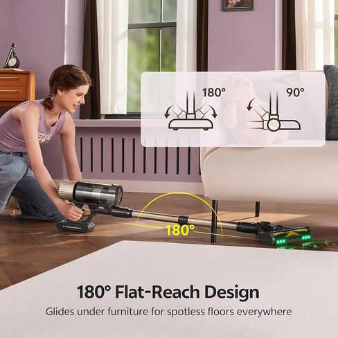 مكنسة كهربائية لاسلكية Ultenic، 600 واط 60 كيلو باسكال 65 دقيقة مكانس كهربائية للمنزل، عصا مكنسة كهربائية لاسلكية مع شاشة تعمل باللمس، قائمة بذاتها، 180 درجة مسطحة، فرشاة مضادة للتشابك لجميع الأرضيات/شعر الحيوانات الأليفة/السجاد in Kuwait