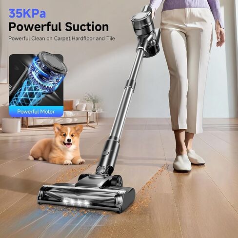 Cordless Vacuum Cleaner, Powerful Stick Vacuum Cleaner for Home with Rechargeable Battery, 6-in-1 Lightweight Handheld Vacuum, 45 Mins Runtime for Hardfloor & Carpets Pet Hair (Black) in Saudi Arabia