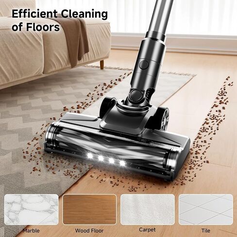 Cordless Vacuum Cleaner, Powerful Stick Vacuum Cleaner for Home with Rechargeable Battery, 6-in-1 Lightweight Handheld Vacuum, 45 Mins Runtime for Hardfloor & Carpets Pet Hair (Black) in Saudi Arabia