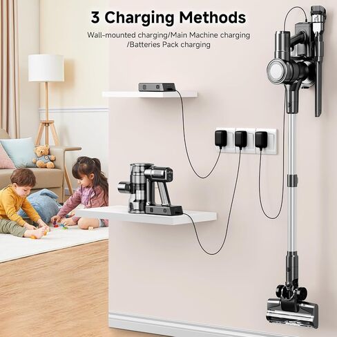 Cordless Vacuum Cleaner, Powerful Stick Vacuum Cleaner for Home with Rechargeable Battery, 6-in-1 Lightweight Handheld Vacuum, 45 Mins Runtime for Hardfloor & Carpets Pet Hair (Black) in Saudi Arabia