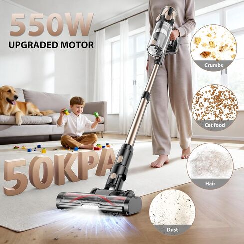 Tikom V850 Cordless Vacuum Cleaner for Home, 50000Pa/550W 70Mins Stick Vacuum with LED Touch Screen, 1.8L Dust Cup, Charging Wall Dock, Anti-Tangle, Lightweight Vacuum for Pet Hair, Hard Floor, Carpet in Saudi Arabia