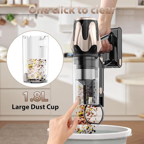 Tikom V850 Cordless Vacuum Cleaner for Home, 50000Pa/550W 70Mins Stick Vacuum with LED Touch Screen, 1.8L Dust Cup, Charging Wall Dock, Anti-Tangle, Lightweight Vacuum for Pet Hair, Hard Floor, Carpet in Saudi Arabia