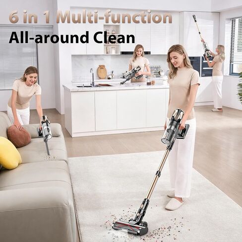 Tikom V850 Cordless Vacuum Cleaner for Home, 50000Pa/550W 70Mins Stick Vacuum with LED Touch Screen, 1.8L Dust Cup, Charging Wall Dock, Anti-Tangle, Lightweight Vacuum for Pet Hair, Hard Floor, Carpet in Saudi Arabia
