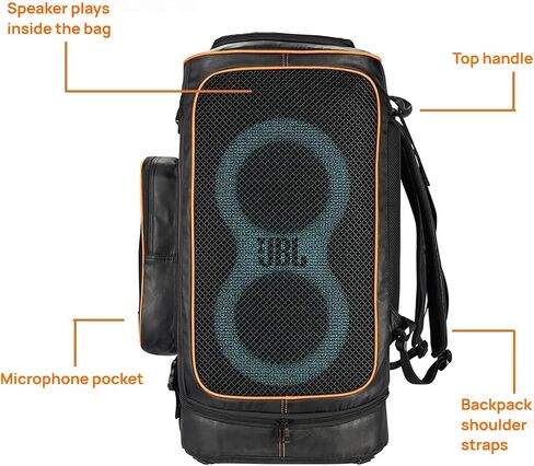 حقيبة ظهر JBL PartyBox Stage 320، حقيبة تخزين بغطاء غبار لمكبر الصوت المحمول تناسب JBL PartyBox 320، فتحة وصول للعجلة، مقاومة للماء والغبار (حقيبة فقط) in Kuwait