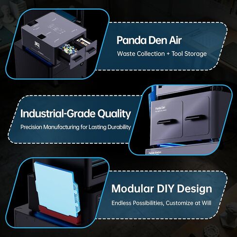 BIQU Panda Den Air for Bambu-Lab P1P/P1S/P2S/X1C/X1E/X2D/A1/A1 Mini 3D Printers, Filament Waste Collection System for P1/X1/X2/A1, Tool Storage Drawer + Direct-Drop Filament Poop Gather Drawer in Kuwait