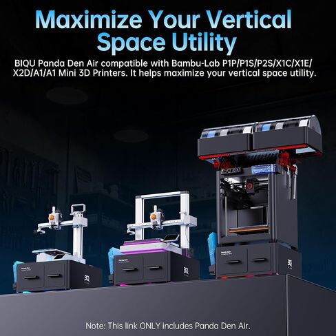 BIQU Panda Den Air for Bambu-Lab P1P/P1S/P2S/X1C/X1E/X2D/A1/A1 Mini 3D Printers, Filament Waste Collection System for P1/X1/X2/A1, Tool Storage Drawer + Direct-Drop Filament Poop Gather Drawer in Kuwait
